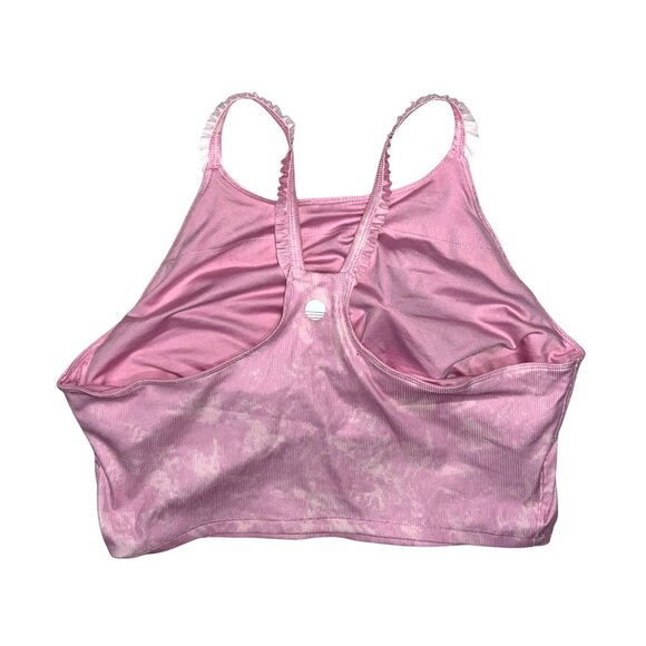 Tie-Dye Sports Bra & Shorts Set Sz XXL Pink Ruffled Straps Womens Activewear By - Picture 7 of 10
